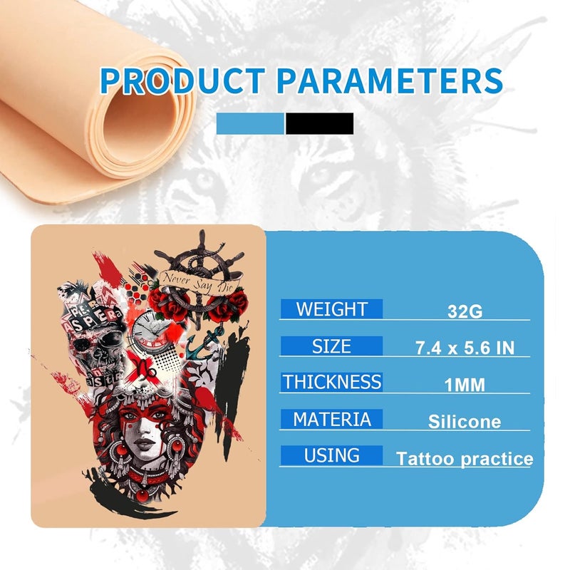 CINRA Practice Skin with Transfer Paper, 30PCS Tattoo Fake Skin and Tattoo Tracing Paper Kit Including 10PCS Double Sided Skin and 20PCS Tattoo Stencil Paper for Tattoo Practice Tattoo Supplies - Image 2